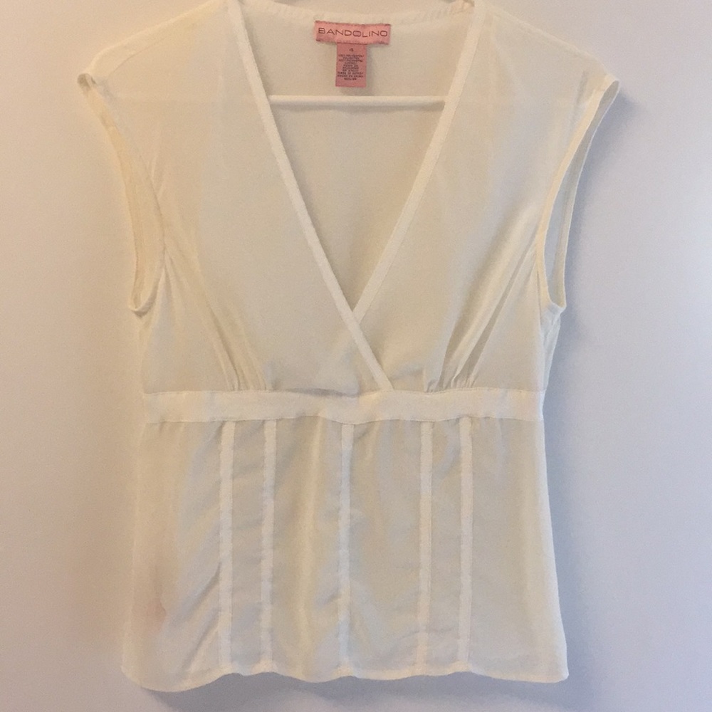 Deep V, sheer, short sleeve, ribbon trim detail